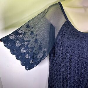 Indigo Soul navy blue lace women’s blouse size medium
